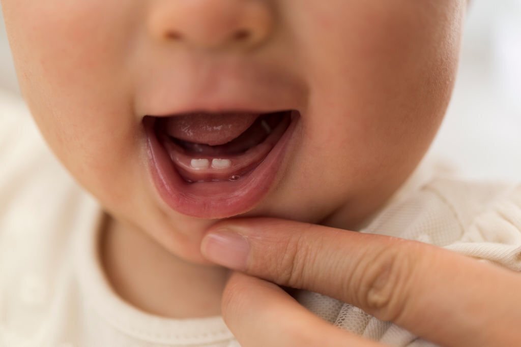 Newborn baby teeth of 0 year old