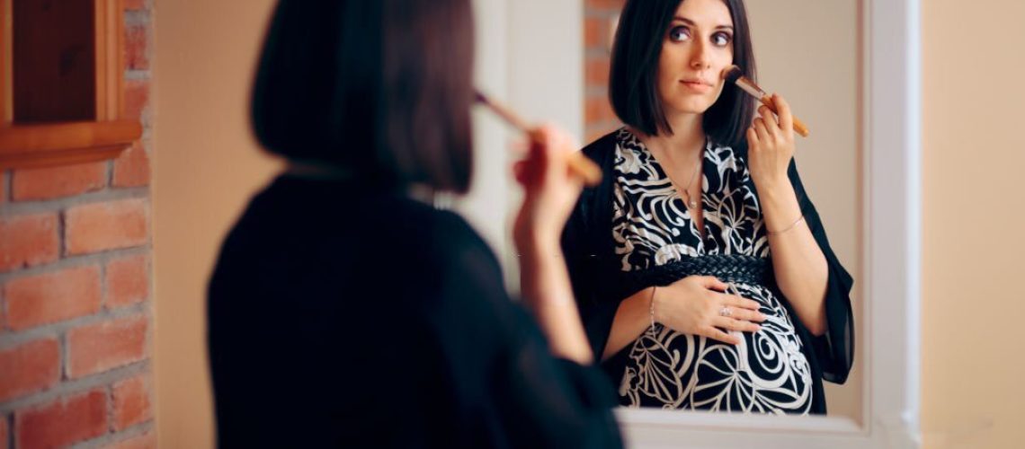 Mother to be getting ready for a party